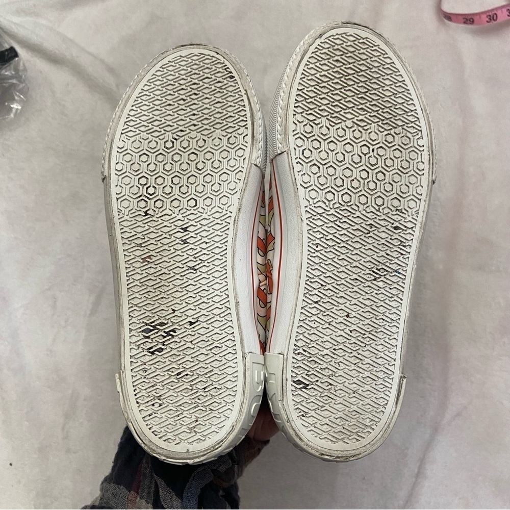 Burberry White & Orange Monogram Print Sneakers new B logo - Picture 7 of 8